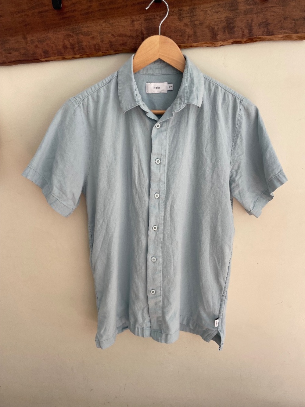 Onia Jack Linen Cotton Button Down Short Sleeve Short S